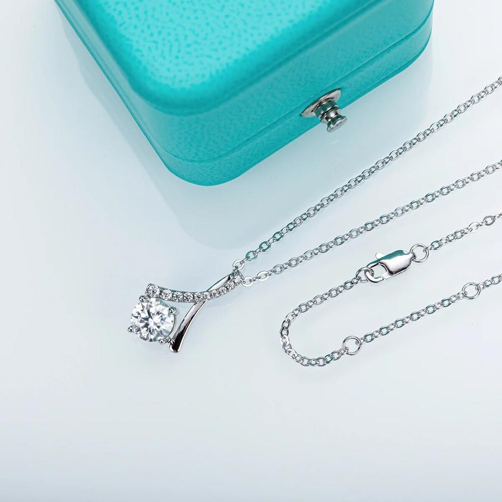 1 карат D Цвет Муассанит Алмазное Ожерелье С Каплевидной Подвеской Стерлингового Серебра 925 пробы 40 + 2 + 3 см Ожерелье Изысканные Ювелирные Изделия