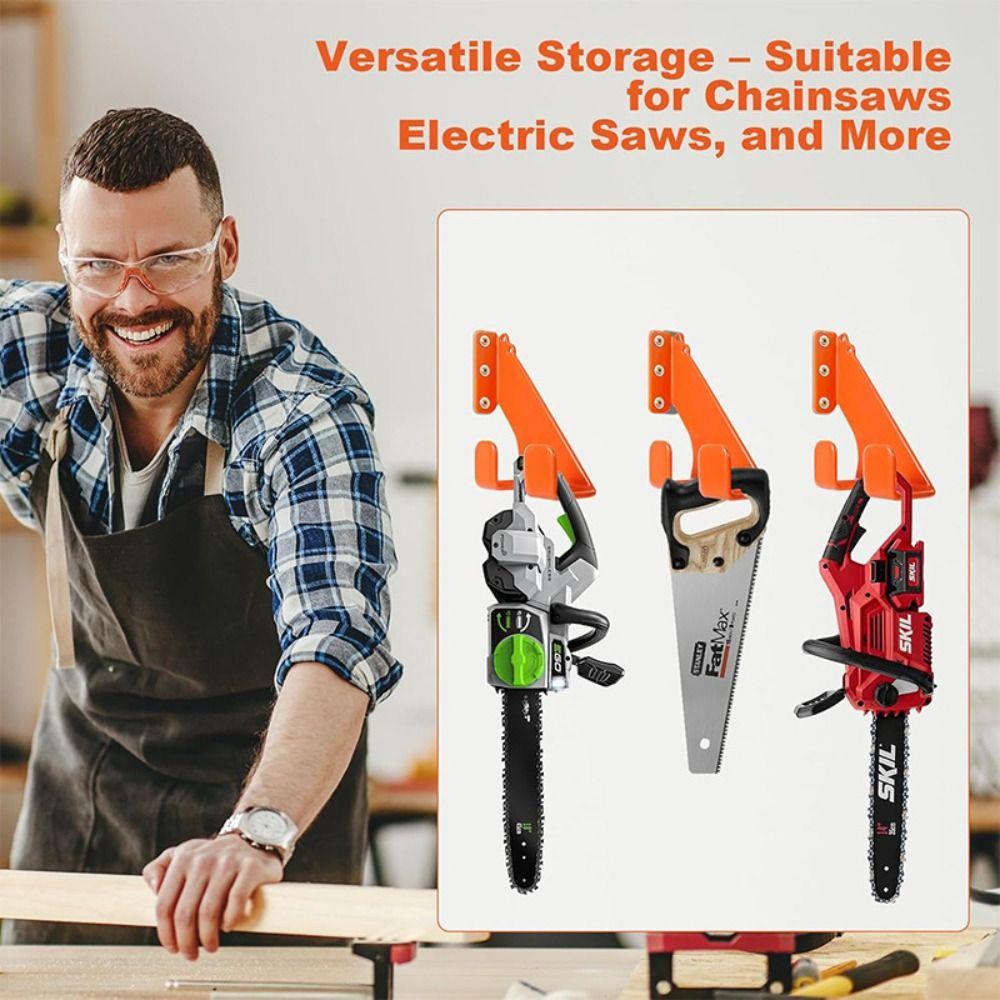Премиальный универсальный держатель для бензопилы Металлический Экономия места Прочный Настенное крепление Противоскользящие крючки Ржавкостойкий Вешалка для бензопилы Гараж