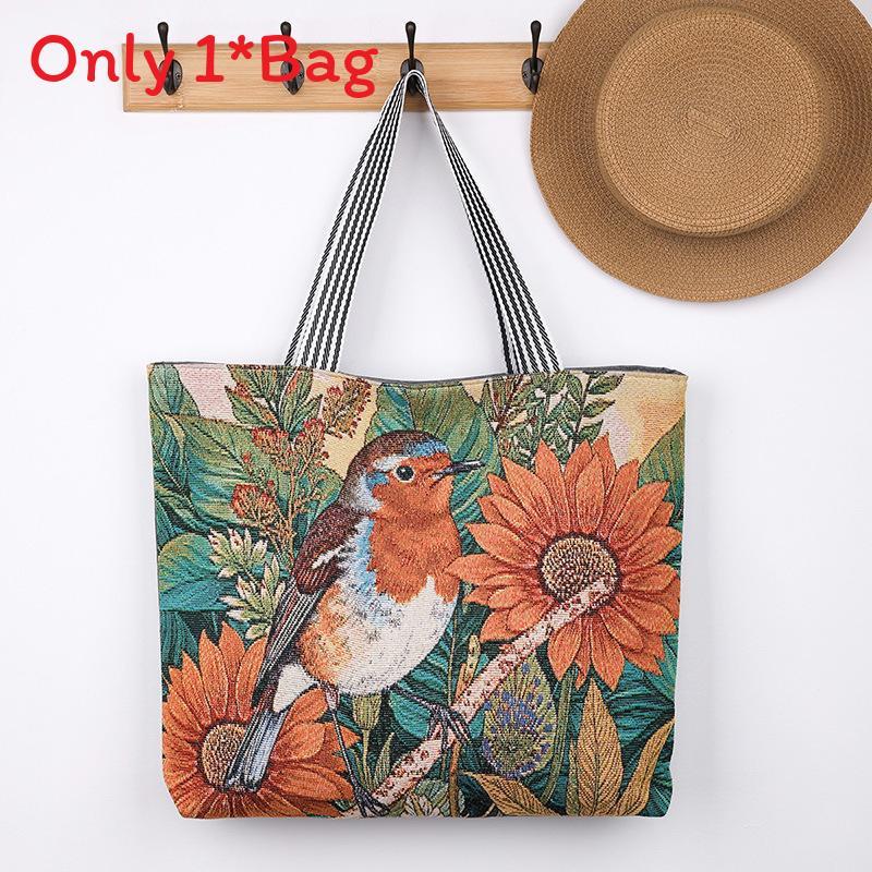 Canvas Butterfly Elephant Cat Tote Bag For Women With Sewn Details For Daily Use
