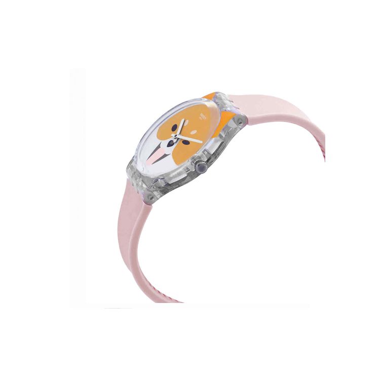 Swatch Серия Originals Кварцевый механизм Игривый Акита Милые часы 34 мм Желтый циферблат Пластиковый корпус Силиконовый ремешок Унисекс часы GE279