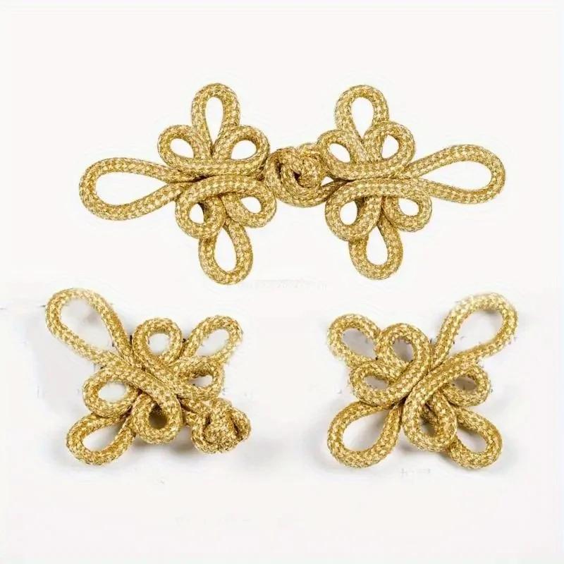 10PCS Gold Wire Chinese Cheongsam Button Dragonfly Knot Fastener Closures
