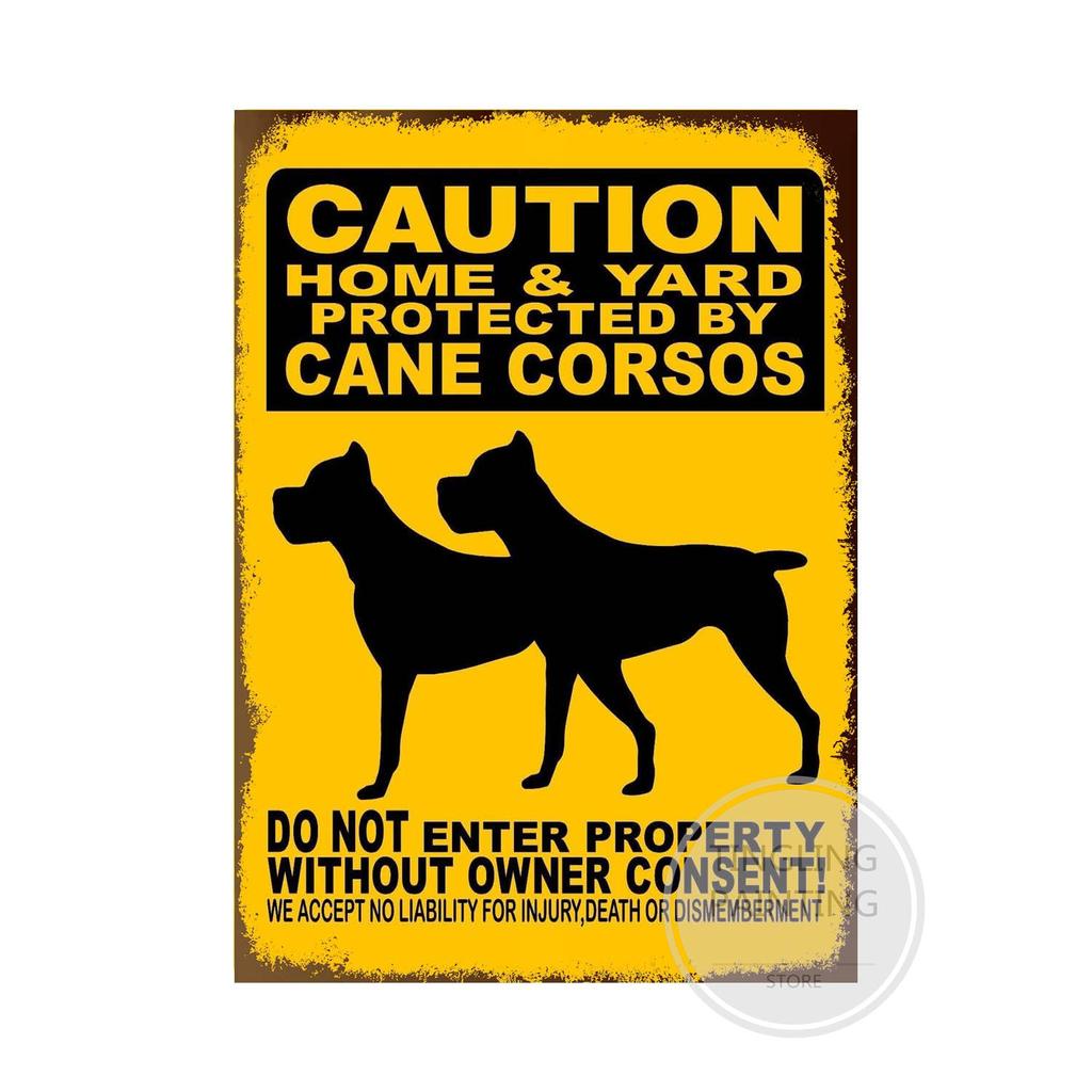 Предупреждающая собака металлические жестяные знаки винтажный плакат осторожно собака ретро жестяные пластины настенные наклейки для сада семейный дом дверь украшения