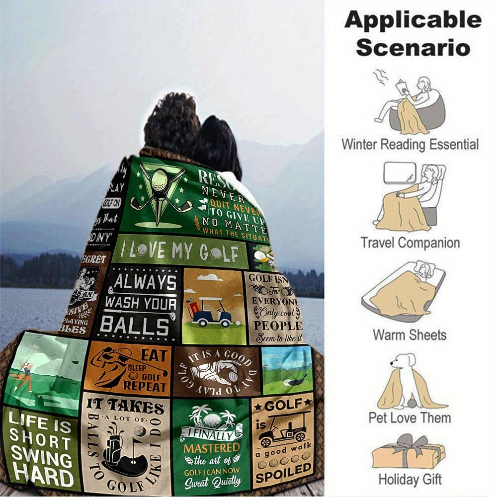 1pc Golf,Swing,Resolve Digital Printed Flannel Blanket, Super Soft Plush Fleece Bed Cover, Multipurpose Four Seasons Hypoallergenic Quilt fo