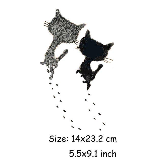 Two Cute Cats Iron On Patch 14*23.2cm Transfer Stickers For T-shirt Dress Patches A-level Washable