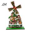 Christmas Snowman Home Accents Windmill Wooden Ornament, Decorative Craft with Rotating Theme Desktop Ornament Blades, Handmade Figurine for