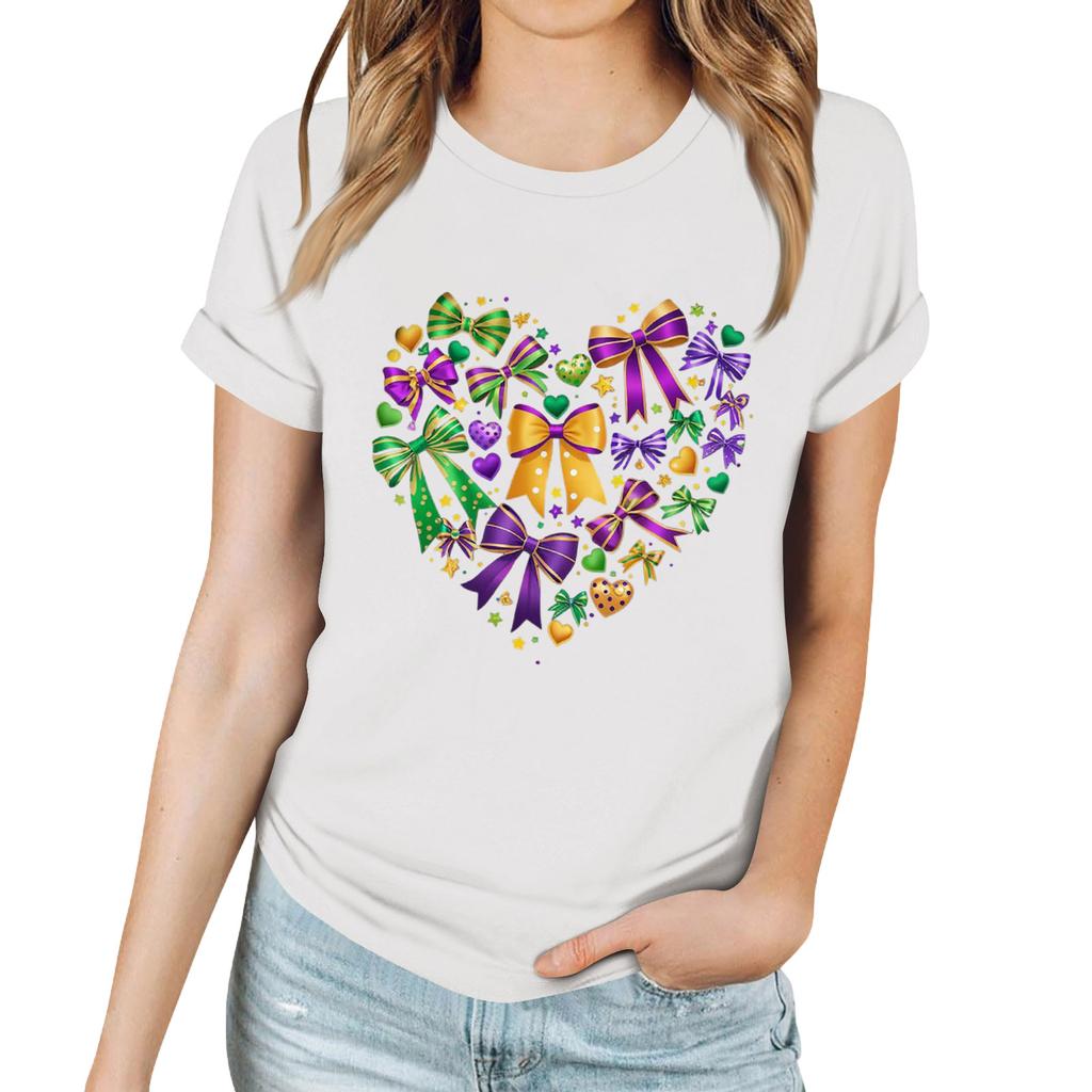 Женская повседневная футболка с карнавальным принтом, пуловер с круглым вырезом, топ с коротким рукавом