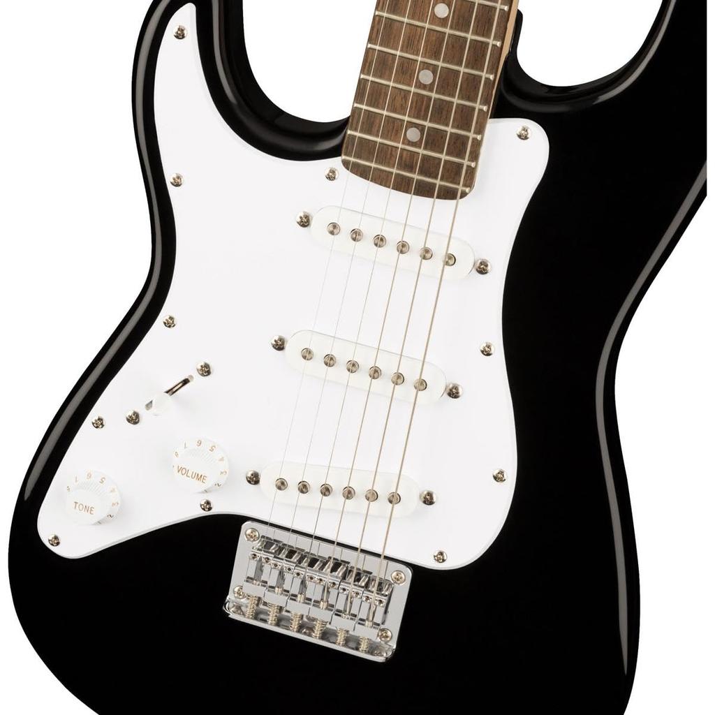 Squier Electric Guitar Mini Laurel Black 370123506 with Soft Case Stratocaster® Left-Handed, Fingerboard,