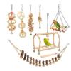 Bird Toy Set: 8-Piece Swing, Chew, and Puzzle Kit for Small To Medium Birds - Relieve Boredom with Logs and Stairs