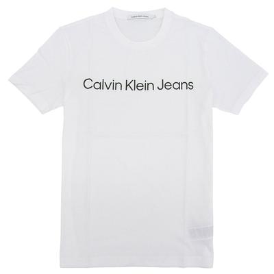 Футболка с коротким рукавом J30J322552 [Calvin Klein], воротник, рукав, мужская/женская, хлопок, (БЕЛЫЙ/Л) [Элемент]