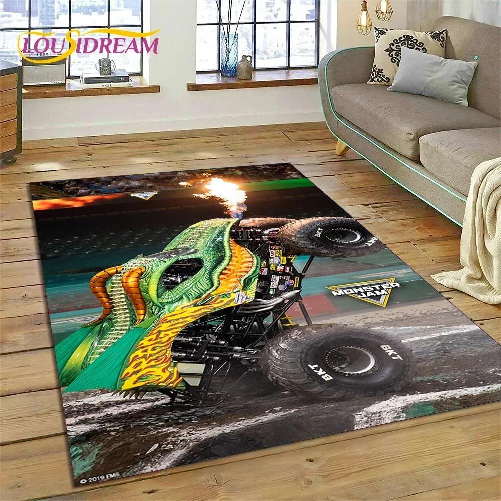 Ковер-мультфильм Monster Truck Monster Jam для спальни, гостиной, дома, украшение для дивана, большая игровая напольная подстилка для детей