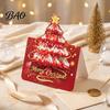 Folded Xmas Cards with Envelopes 10 Pcs 3D Christmas Tree Greeting Cards, Holiday Postcards Themed Base Bulk for New Year, Winter Party Supplies Three