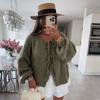 Round Neck Lace-up Knitted Cardigan Jacket Autumn and Winter Solid Color Commuter Simple Sweater Women