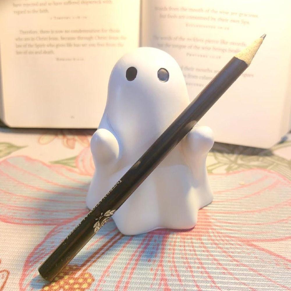 Funny Ghost Pen Holder Creative Little Ghost Statue Crafts Halloween Ghost Figurine Stationery