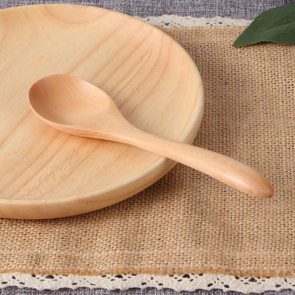 5Pcs Kitchen Wooden Spoon Rice Soup Spoon Tableware Home Cutlery Cooking Utensils 17x4cm