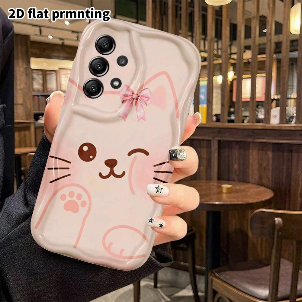 Чехол для телефона: Плоский 2D защитный чехол для Samsung Galaxy A34 A35 M05 M06 S20 S22 S21 FE Plus 5G, котенок с бантом, идеальный праздничный подарок на Рождество и