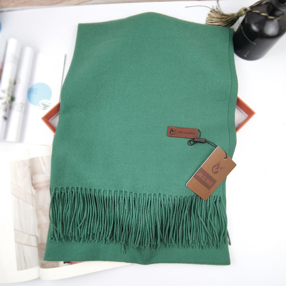 High-quality solid color cashmere scarf in Chinese red with tassels, faux wool shawl for men and women, suitable for parties and events as a gift