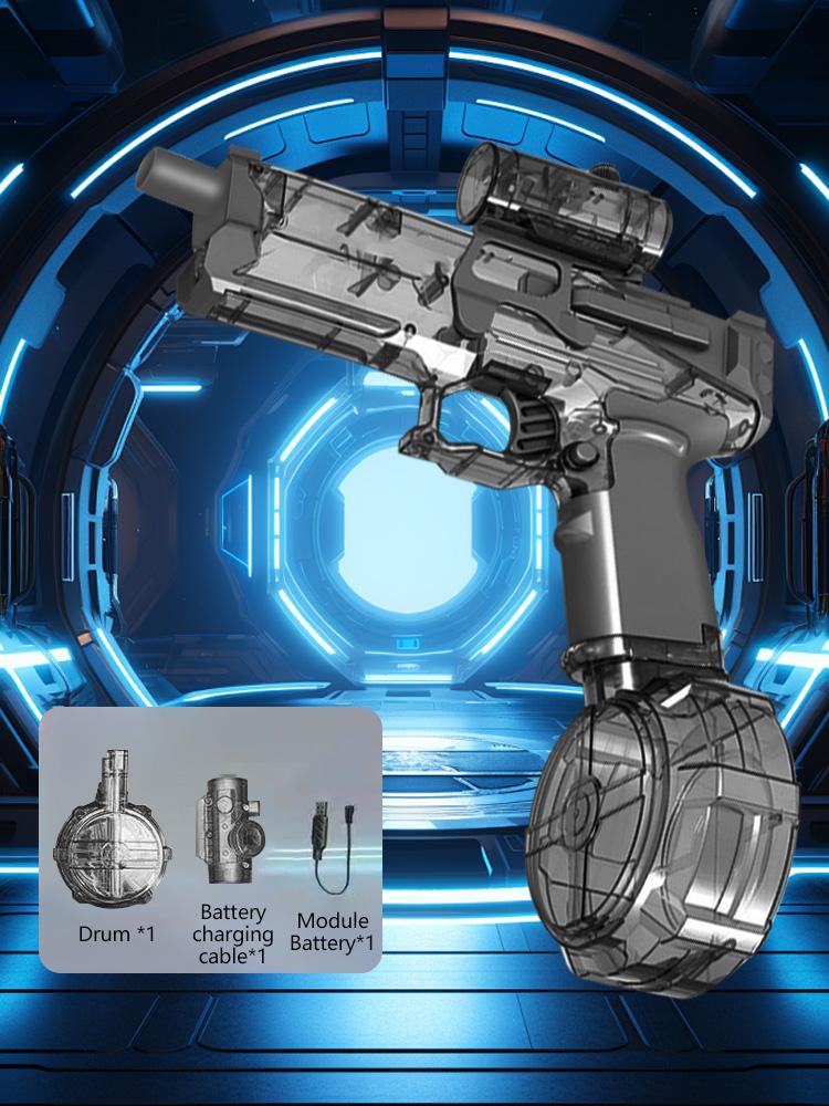 Электрический водяной бластер большой дальности с легким летним электрическим непрерывным водяным пистолетом, имитирующим датчик пламени с ручным блоком питания