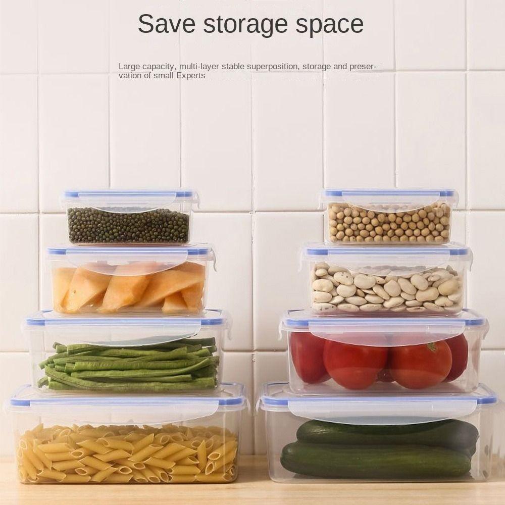 1/4PCS Sealed Rectangular Refrigerator Storage Box Plastic Microwave-heated Lunch Boxes