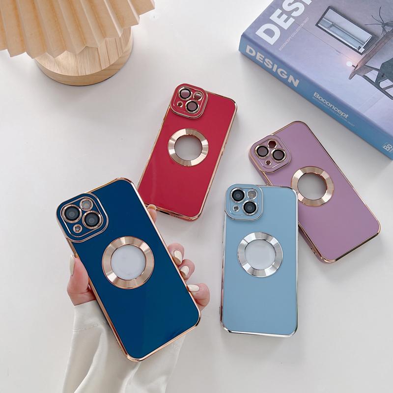 Luxury Phone Cover Colorful CD Lens Protector Hollow Soft Tpu Electroplated Phone Case for Iphone 14 Plus 13 15