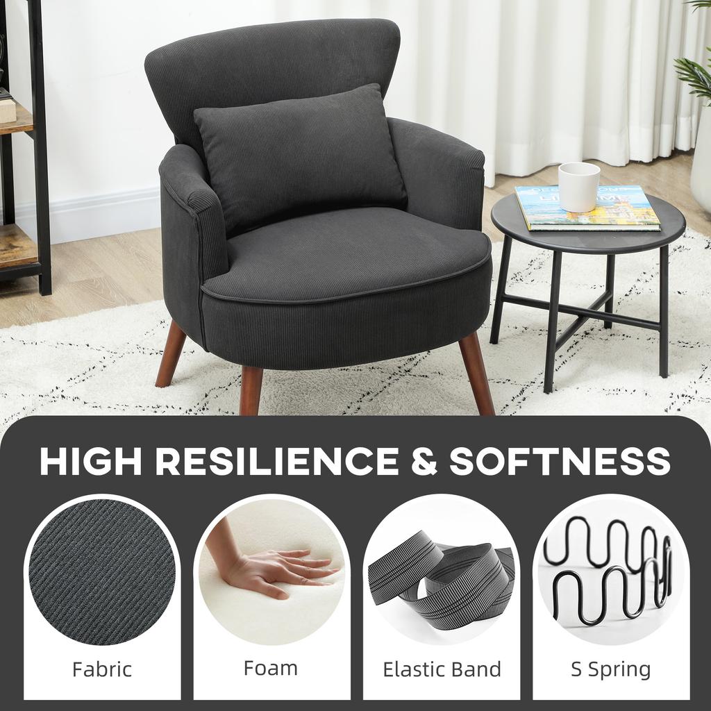 Corduroy Retro Accent Chair Black