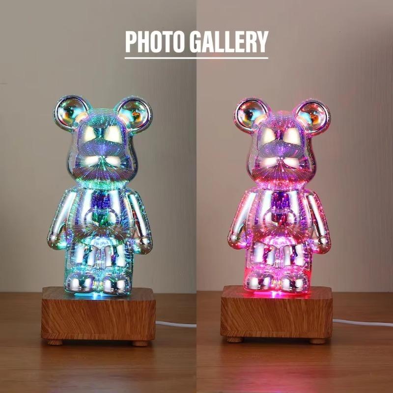 Светодиодный 3D Медведь Фейерверк Ночной Светильник USB-проектор Лампа Цвет Сменный Окружающий Лампа Подходит для Детской Комнаты Украшения Спальни