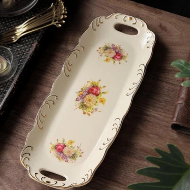European-style Household Ceramic Snack Plate Creative Dessert Plate Restaurant Tableware Kitchen Supplies Decorative Meal Plate