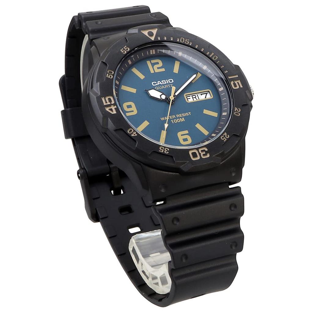 Casio Стандартные кварцевые часы MRW-200H-2B3V / -200H-3BV Мужские Зеленовато-голубой циферблат / Черный и Лаймово-зеленый [Импортные]