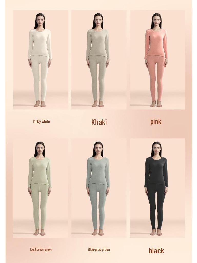 Женский термобелье Meiyabi из кашемира и шелка - осень/зима, плюс бархат, утолщенный для тепла