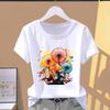 (Asian Size) Watercolor Trend 90s Lovely Graphic Tee T Clothing Casual Fashion Print Female Casual Women's Top Short Sleeve T-shirt