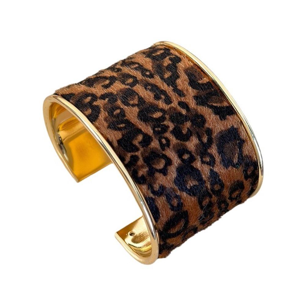 Multicolor Geometric Leopard Print Bangles Exaggerated Cuff Bangles  Hip Hop Style