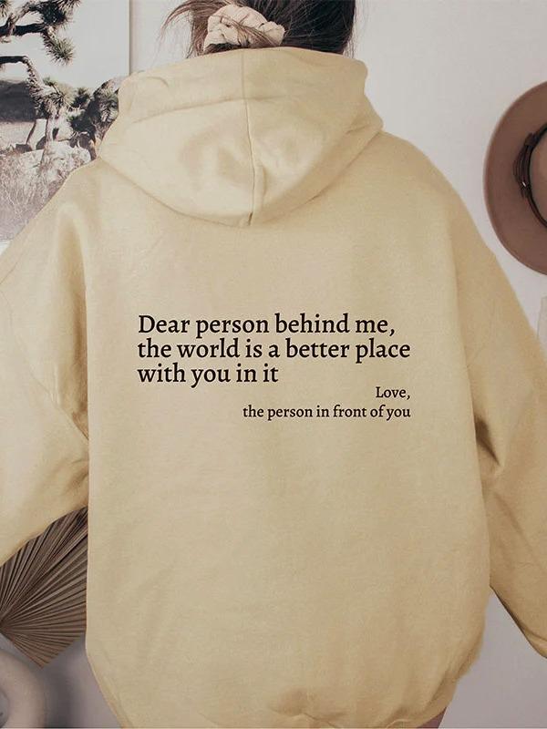 2023 Women's Fleece-Lined Hoodie with Letter Print & Kangaroo Pocket