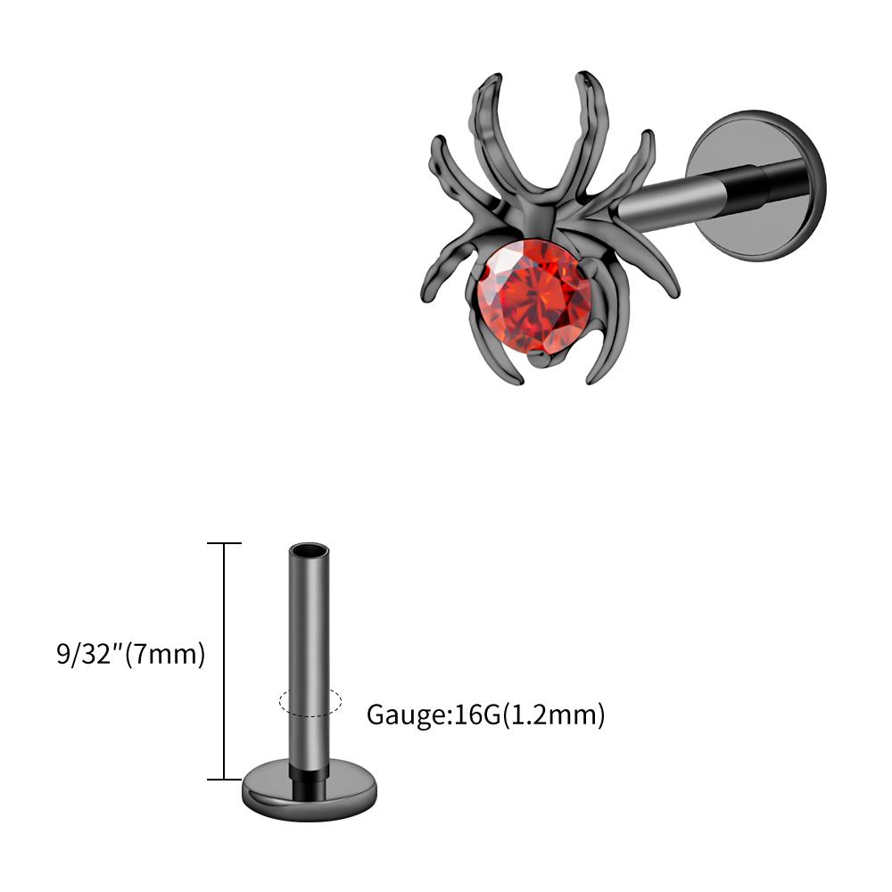 Right Grand ASTM F136 Titanium 16G CZ Spider Cartilage Earring Animal Spider Helix Tragus Lobe Stud Halloween Piercing Jewelry