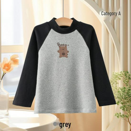 Shengte Shi Kids' Mid-Neck Cotton Thermal Top – Unisex Autumn/Winter Base Layer