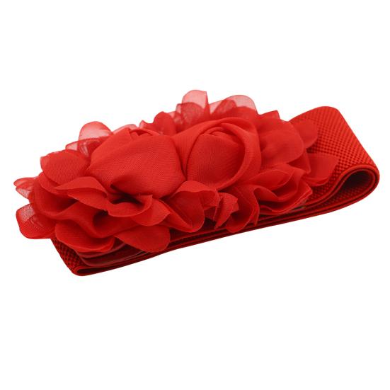 Женский модный эластичный пояс с двойными розами и широким эластичным поясом