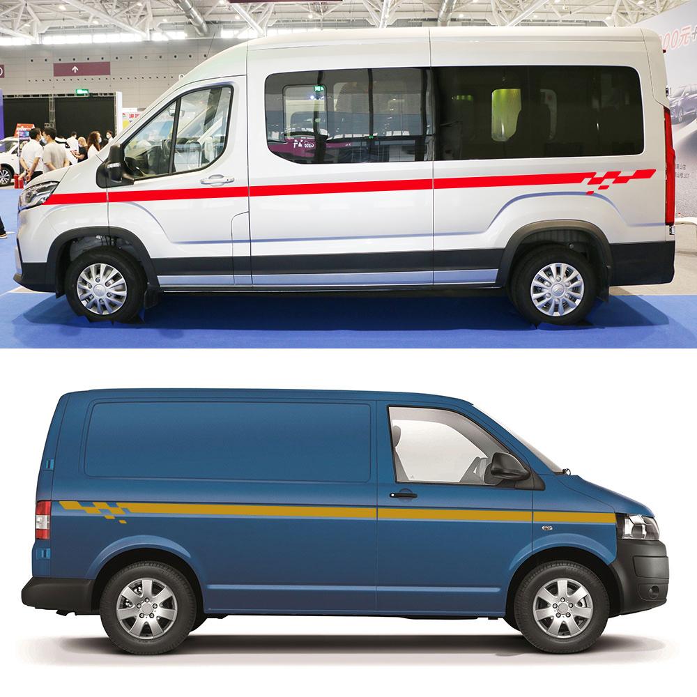 2шт наклейки на автомобиль для Volkswagen VW Transporter T4 T5 T6 Camper Van боковые гоночные полосы графика виниловые наклейки авто