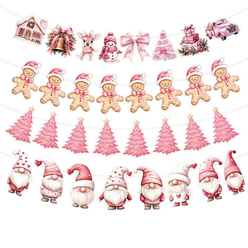 Cross-border Christmas letter flag banner paper Christmas latte flower flag hanging flag atmosphere decoration party decorations