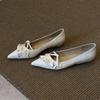 Версия из овчины~ Нишевый дизайн, новые остроносые туфли-лодочки с фестонами в виде листьев лотоса, универсальные кожаные туфли на плоской подошве, одинарные туфли