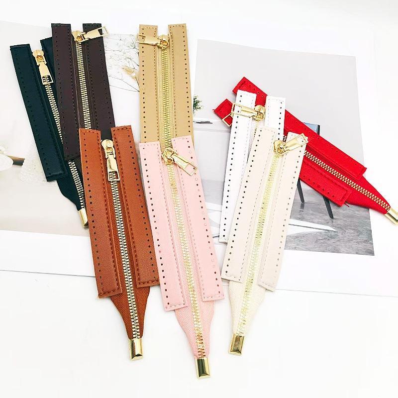 15cm Metal Zippers 5cm Wide PU Gold Close-end Wear Resistant for Handbag Shoulder Bag DIY Sewing Leather Craft Accessories