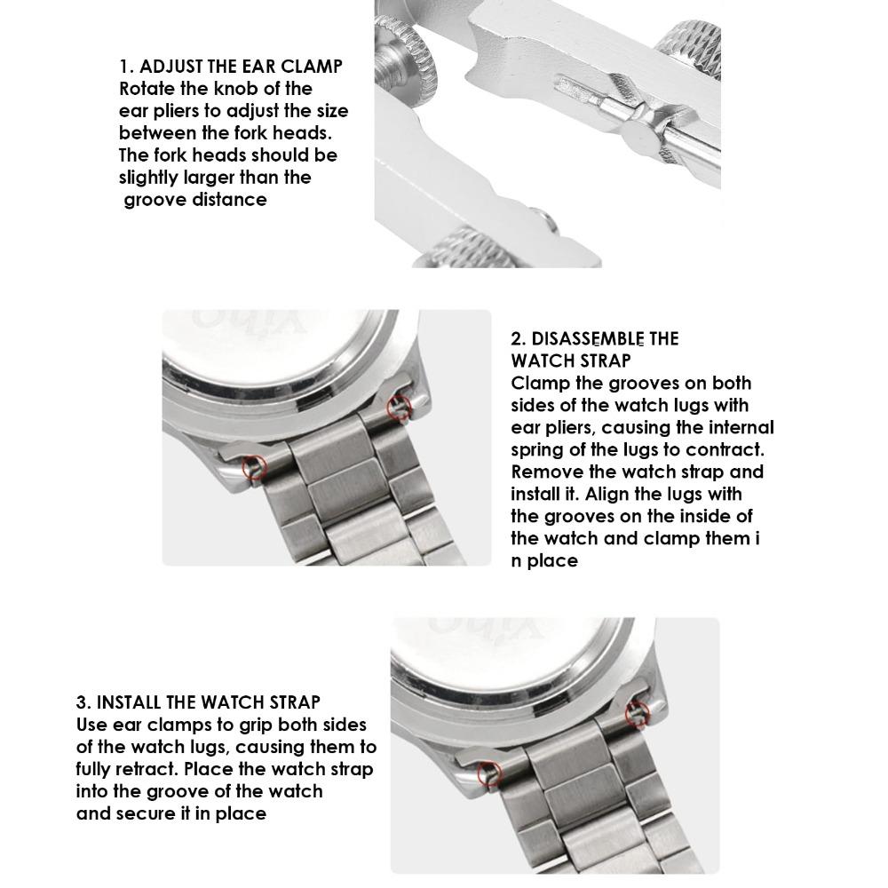 Набор инструментов для снятия пружинных штифтов часов с прочными 10 наконечниками, пинцетом для пружинных штифтов для снятия, ремонта ремешков наручных часов