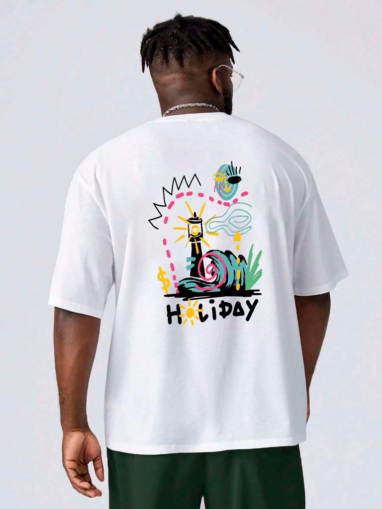 Happy Holiday Train Unisexga Графический уличная футболка Женские летние хлопковые топы High Street с коротким рукавом Повседневные футболки унисекс