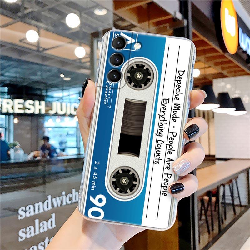 Retro Music Cassette Tape Vintage Style Transparent Case for Samsung Galaxy S22 S21 S20 FE S 22 Ultra S10 S9 Plus 5G Cover Coque