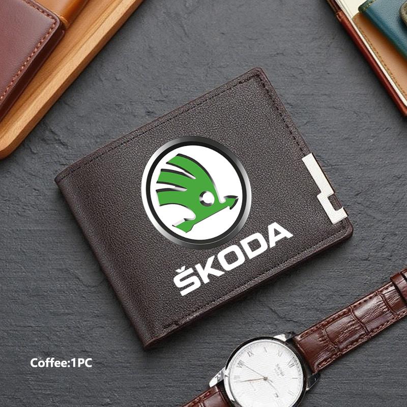 TTJJ2 Men Wallet ID Credit Card Holder License Bag Gift Accessories For Skoda S Kodiaq Octavia 2 3 Yeti Karoq Rapid Fabia VII VRS