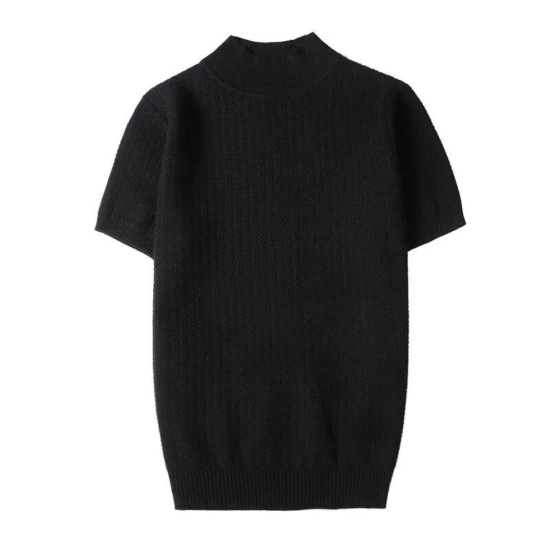 Autumn Knitted T-shirt Turtleneck Sweaters For Men Korean Clothing Slim Fit Casual Bottoming Shirt Oversized Pullover