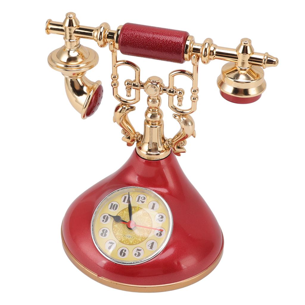 Vintage Telephone Alarm Clock Unique Elegant Accurate Time Bedside Clock Decoration for Home Cafe