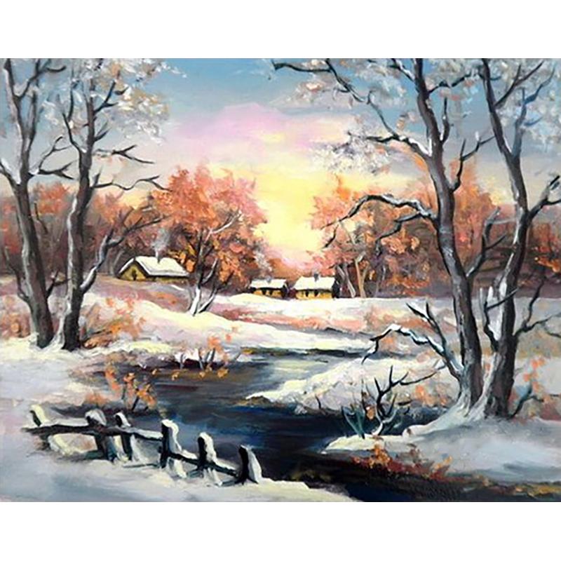 Снежный пейзаж «сделай сам», 5D алмазная живопись, полная круглая дрель, пейзажная вышивка, набор для вышивки крестом, мозаика, искусство, настенный подарок, домашний декор