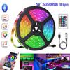 Smart Bluetooth 5V LED Strip: 18 RGB Lights with Music Sync & Self-Adhesive