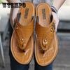 Summer Flip-flops Men's PU Clip-on Sandals and Slippers Beach Shoes Non-slip Wear-resistant Slides Dunks Shoes Men