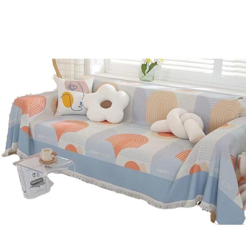 Универсальное одеяло для дивана в скандинавском стиле, нескользящий тканевый чехол, полностью покрытый чехол, диванная подушка, песочный, универсальный, можно стирать в машине, четыре сезона