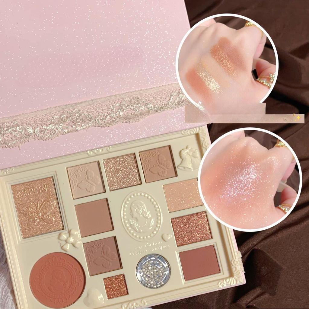 Embossed Angel Eye Shadow Blush Highlight Integrated Eye Shadow Tray Makeup Lasting Easy Color High Color Multifunctional Eye Shadow Tray