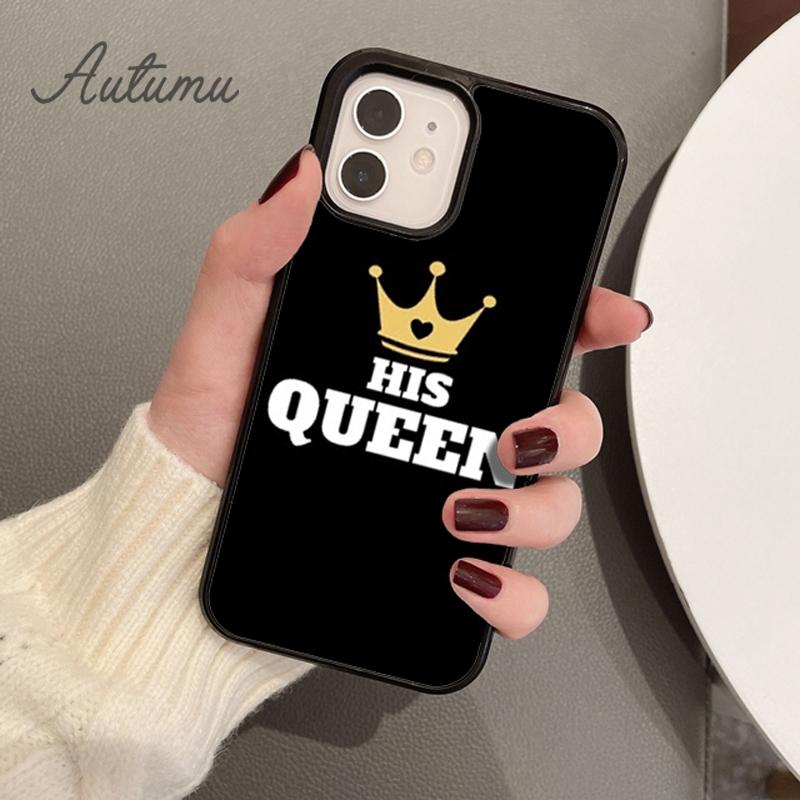 Чехол для телефона для пар "Его Король Ее Королева" для iPhone 17 Air 15 16 11 12 13 14 Pro Max Plus Чехол coque Fundas Оболочка